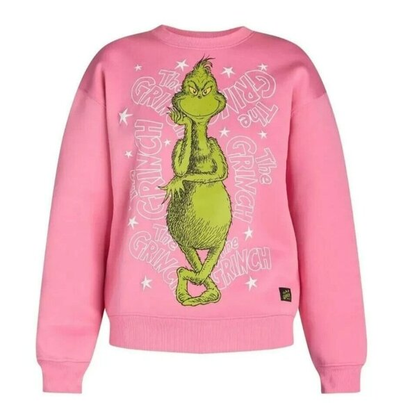 The Grinch Tops - The Grinch Womens Graphic Christmas Sweatshirt Medium 8-10 Pink
